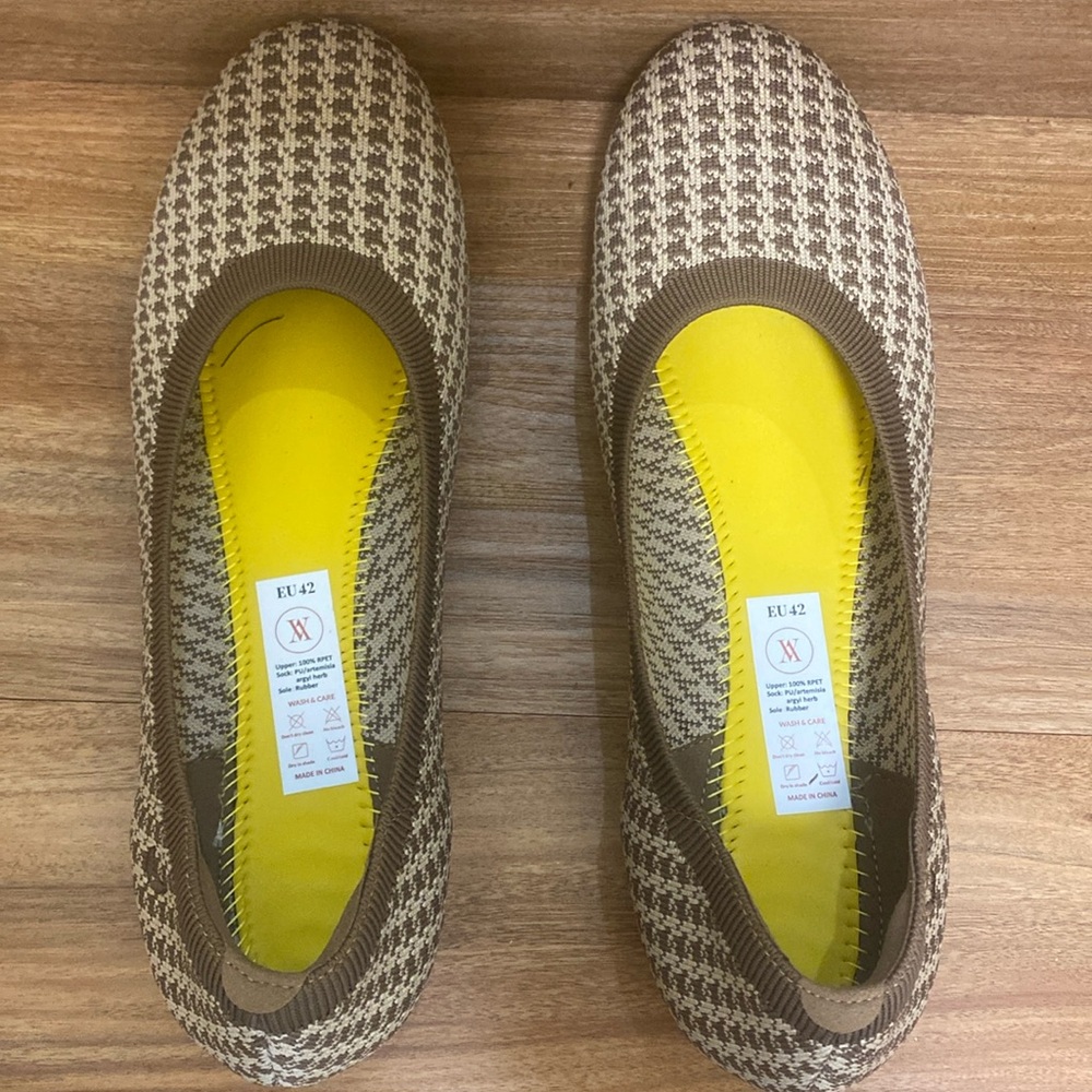 NWT VIVAIA Claire Round Toe Flats in Espresso Houndstooth Size EU 42 - Picture 10 of 13